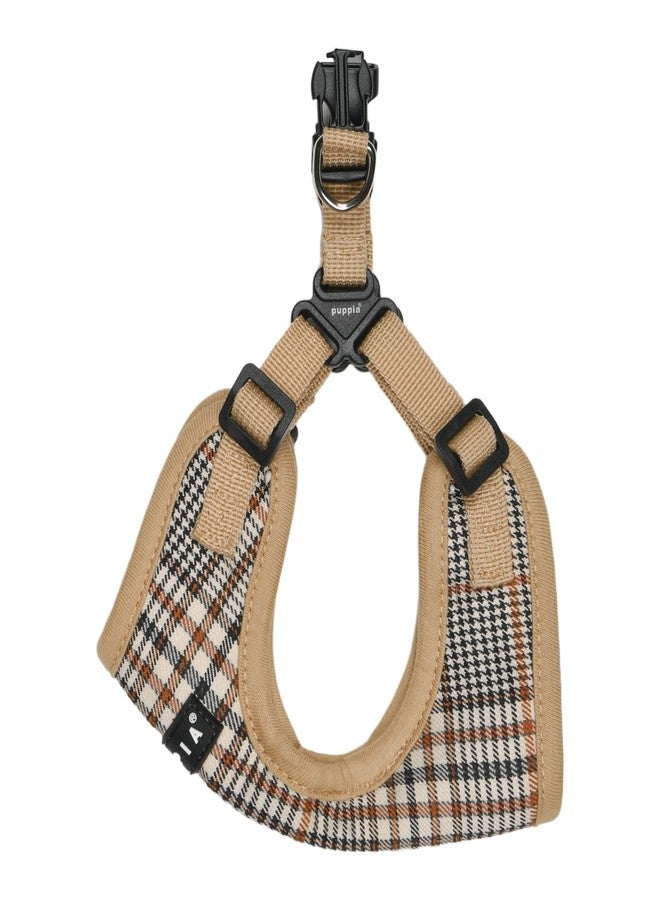 Puppia Lucas Dog Comfort Harness C (Step-in) Fashionable Checkered Pattern Spring Summer Harness for Small and Medium Dogs, Beige, Medium - Image 2