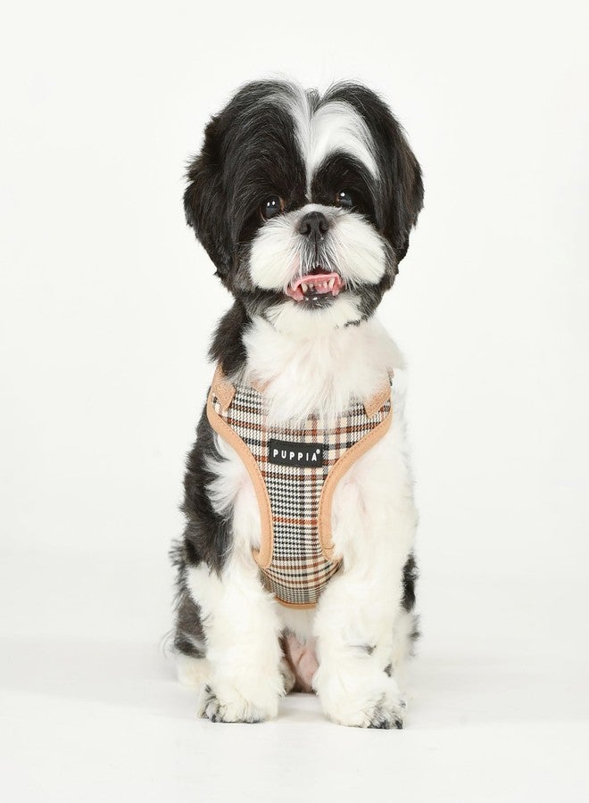 Puppia Lucas Dog Comfort Harness C (Step-in) Fashionable Checkered Pattern Spring Summer Harness for Small and Medium Dogs, Beige, Medium - Image 4