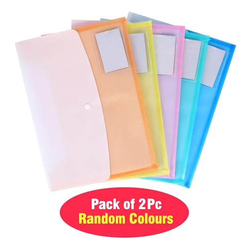 True Flair Colorful Twin Folder File Bags with Button Opening, Water Resistant, Capacity ? Can Hold A4 Size 140 Sheets (Pack of 2 Random) (Pack of 2 Random) - Image 2
