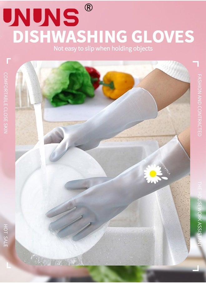 3 Pairs Skin-Friendly Cleaning Gloves,Colorful Reusable Dish Washing Gloves,Dishwashing,Kitchen,Waterproof Household Dishwashing Cleaning Rubber Gloves,Non-Slip Kitchen Glove