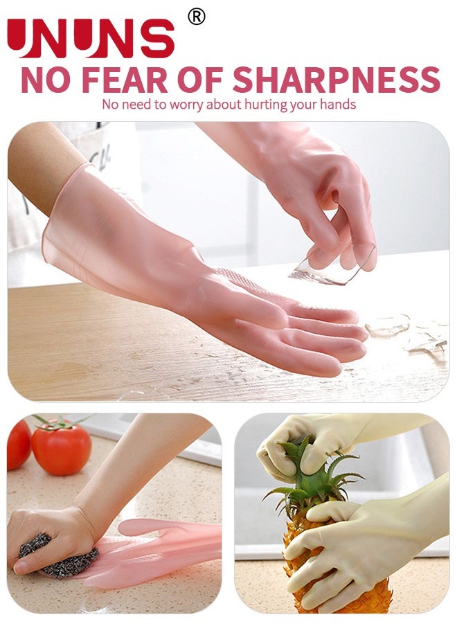 3 Pairs Skin-Friendly Cleaning Gloves,Colorful Reusable Dish Washing Gloves,Dishwashing,Kitchen,Waterproof Household Dishwashing Cleaning Rubber Gloves,Non-Slip Kitchen Glove