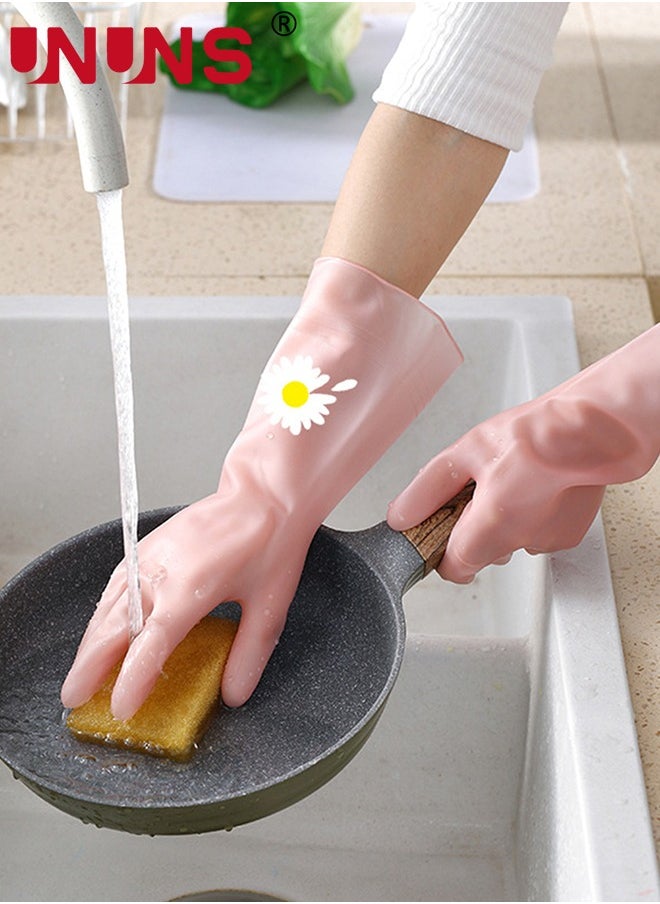 3 Pairs Skin-Friendly Cleaning Gloves,Colorful Reusable Dish Washing Gloves,Dishwashing,Kitchen,Waterproof Household Dishwashing Cleaning Rubber Gloves,Non-Slip Kitchen Glove