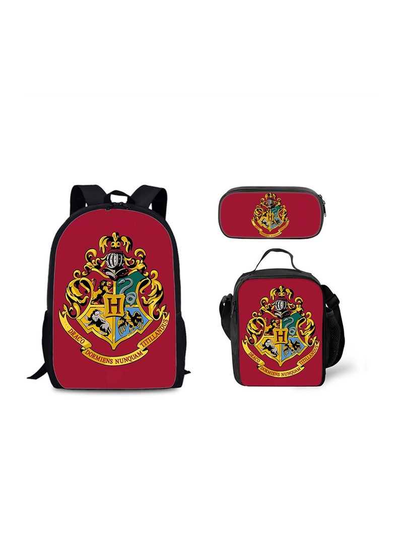 Generic Harry Potter Children Backpack Daypack Schoolbag Teen Boys School Book bag with Lunch Box Pen Case 3 in 1 