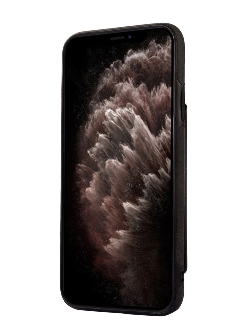 Suteni Back Cover Leather Hidden Card Slots with Mirror Phone Case for iPhone - Image 2