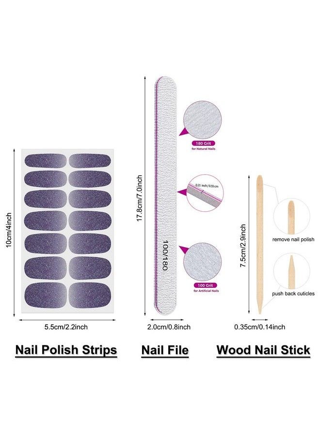 DANNEASY - 24 Sheets Glitter Gradient Nail Polish Strips Full Nail Wraps Adhesive Nail Polish Stickers For Women Girl Nail Gel Strips With 1Pc Nail File Cuticle Stick - Image 1