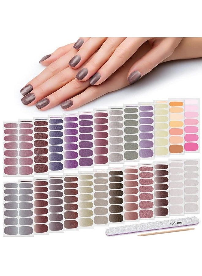 DANNEASY - 24 Sheets Glitter Gradient Nail Polish Strips Full Nail Wraps Adhesive Nail Polish Stickers For Women Girl Nail Gel Strips With 1Pc Nail File Cuticle Stick - Image 1