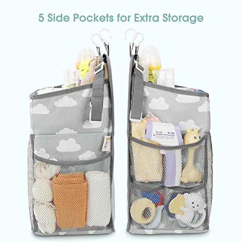 Maliton Hanging Diaper Caddy Organizer - Diaper Stacker for Changing Table, Crib, Playard or Wall & Nursery Organization Baby Shower Gifts for Newborn (Gray Cloud) - Image 5