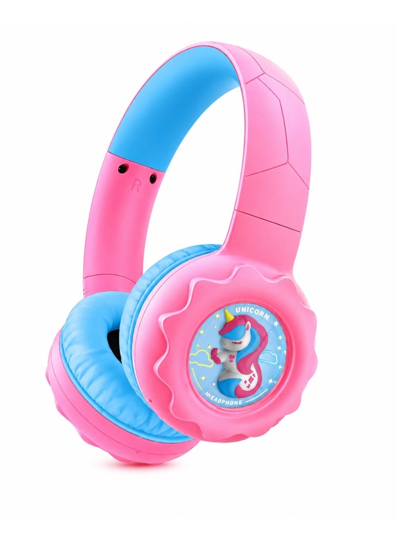 onikuma B30 Kids Wireless Headphones – Bluetooth 5.4, 108dB Safe Volume Limit, 32mm Drivers, 15m Wireless Range, 500mAh Rechargeable Battery, Up to 10H Playtime, Comfortable Over-Ear Design, Cute Unicorn Style – Pink - Image 1
