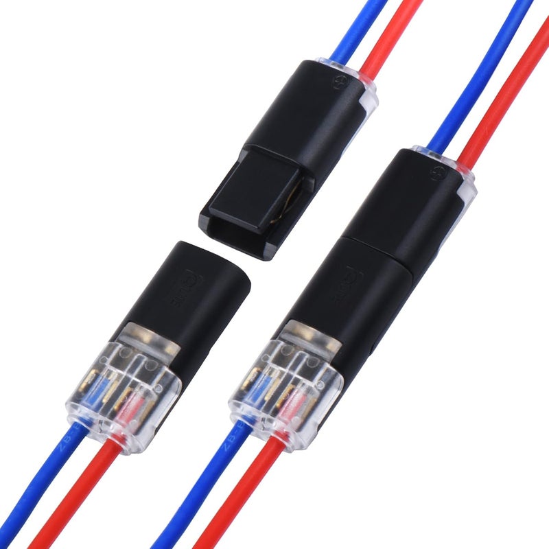 Brightfour 2 Wire Quick Disconnect Connectors – 16-18 AWG 12V Solderless Wire Connectors, No Wire Stripping, Fast & Secure Electrical Connection for Automotive, LED Lights, DIY Projects (12 Pairs) - Image 1