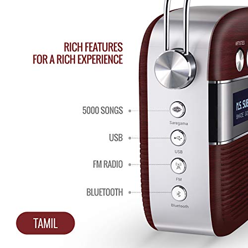 Carvaan Saregama Carvaan Tamil - Portable Music Player with 5000 Preloaded Songs, FM/BT/AUX (Cherrywood Red) - Image 2