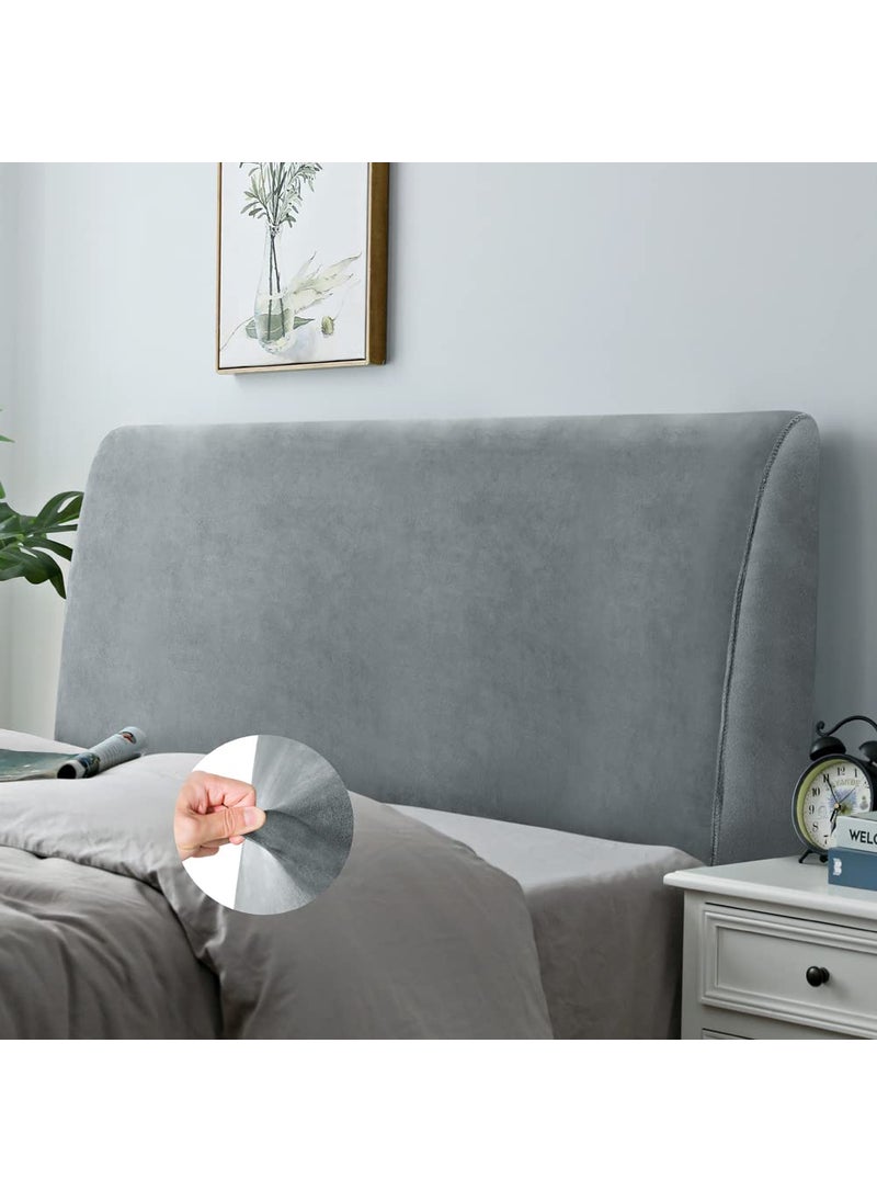 DUJUIKE DUJUIKE Headboard Slipcover for Queen Bed Stretch Bed Headboard Cover Dustproof Protector Cover for Linen Tufted Upholstered Velvety Soft Comfortable Fabric Light Grey 
