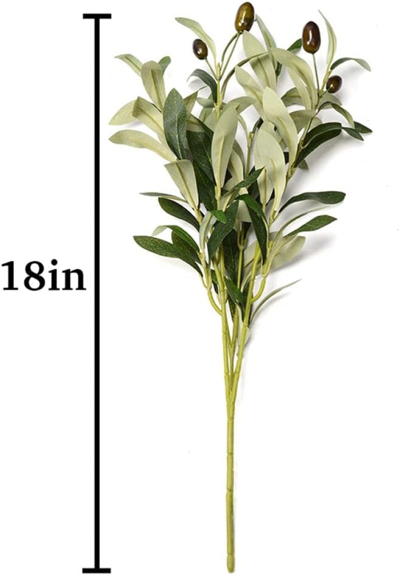 OlivaCraft Faux Olive Branch Set, Artificial Greenery Stems, Silk Leaves & Faux Fruits - Image 3
