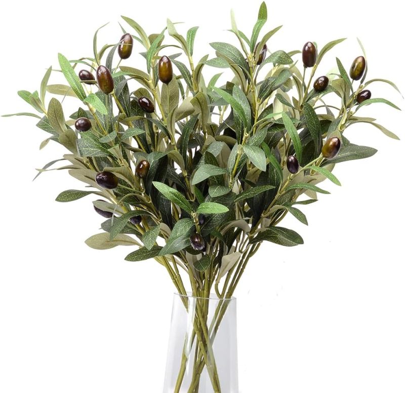 OlivaCraft Faux Olive Branch Set, Artificial Greenery Stems, Silk Leaves & Faux Fruits - Image 1