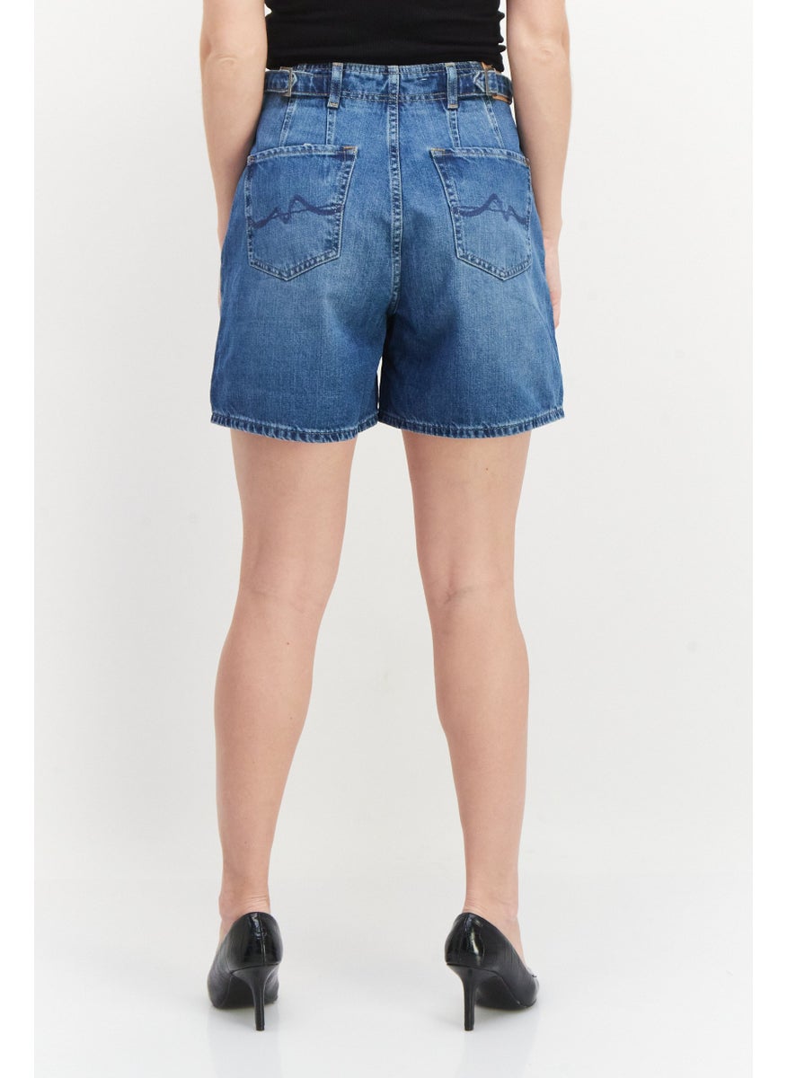 Pepe Jeans Women Washed Denim Short, Blue  - Image 3
