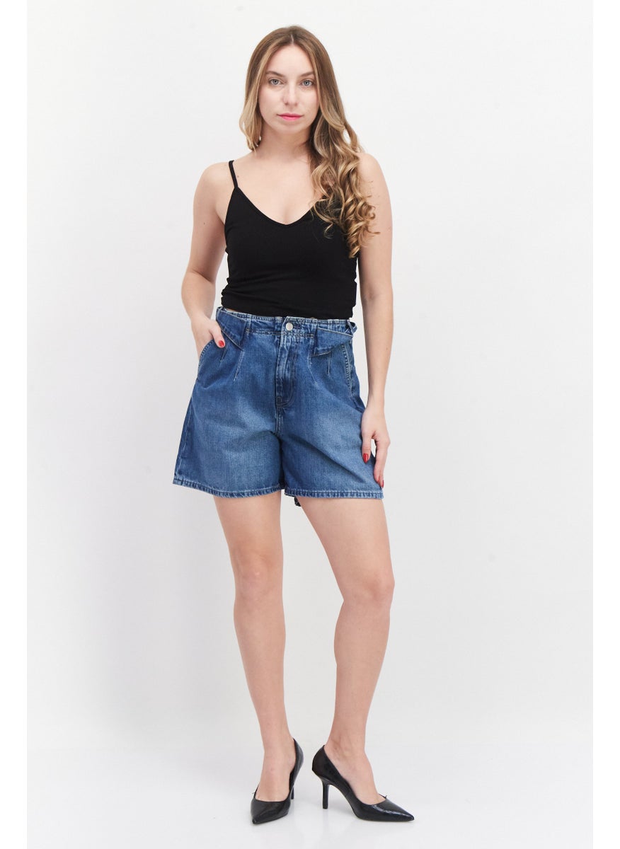 Pepe Jeans Women Washed Denim Short, Blue  - Image 2