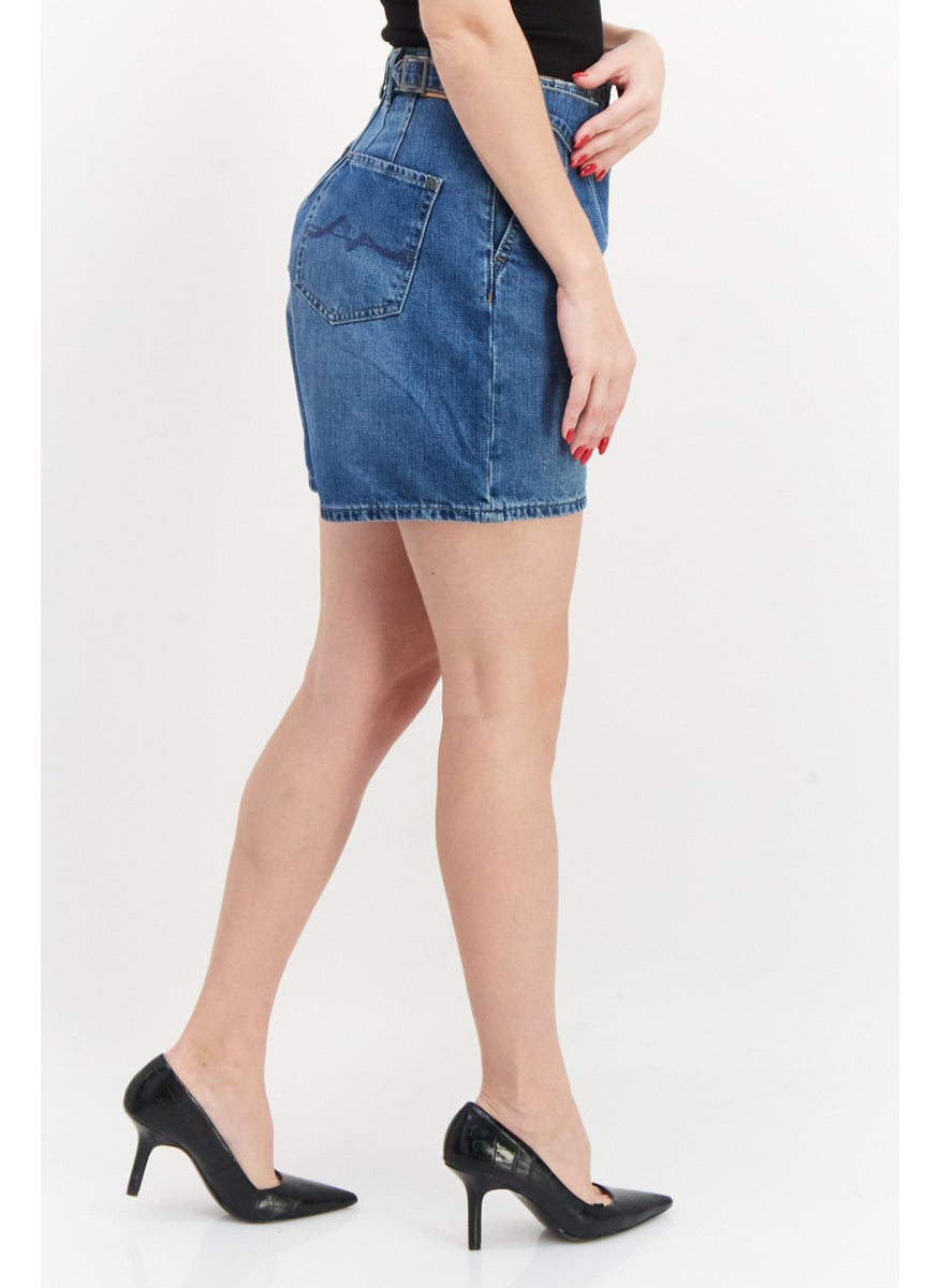 Pepe Jeans Women Washed Denim Short, Blue  - Image 4