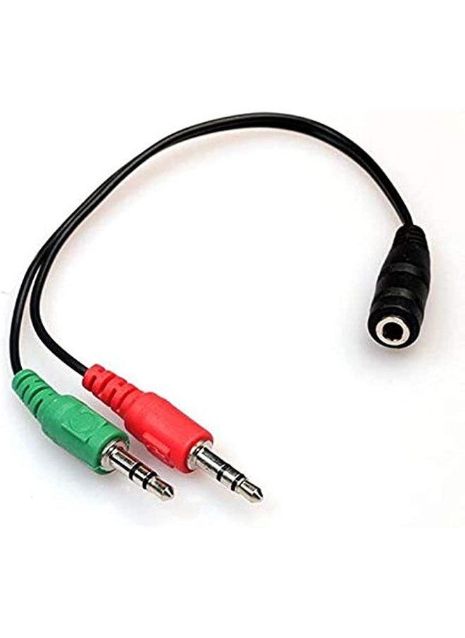 Generic - AUX Y Audio Splitter 3.5mm 1 female to 2 male headphone and microphone - Image 1
