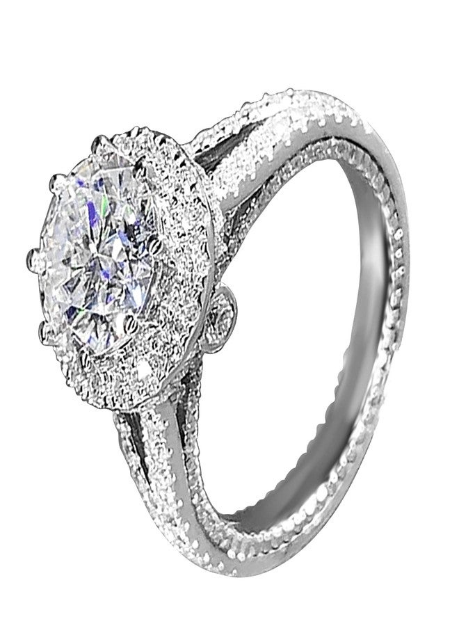 Peora American Diamond Studded Silver Plated Finger Ring Fashion Wear Stylish Jewellery Gift for Girls & Women (PX8R70S-7) - Image 1
