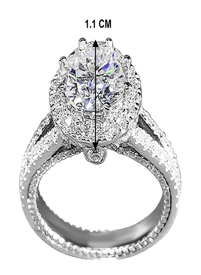 Peora American Diamond Studded Silver Plated Finger Ring Fashion Wear Stylish Jewellery Gift for Girls & Women (PX8R70S-7) - Image 4