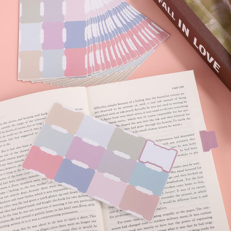 XIHIRCD 20 Sheets/240 Pieces Sticky Index Tabs, Double Sided Book Page Markers Tabs Blank Monthly Tabs Writable Sticky Notes Flags Self Adhesive Planner Stickers for Labeling (Morandi) - Image 3