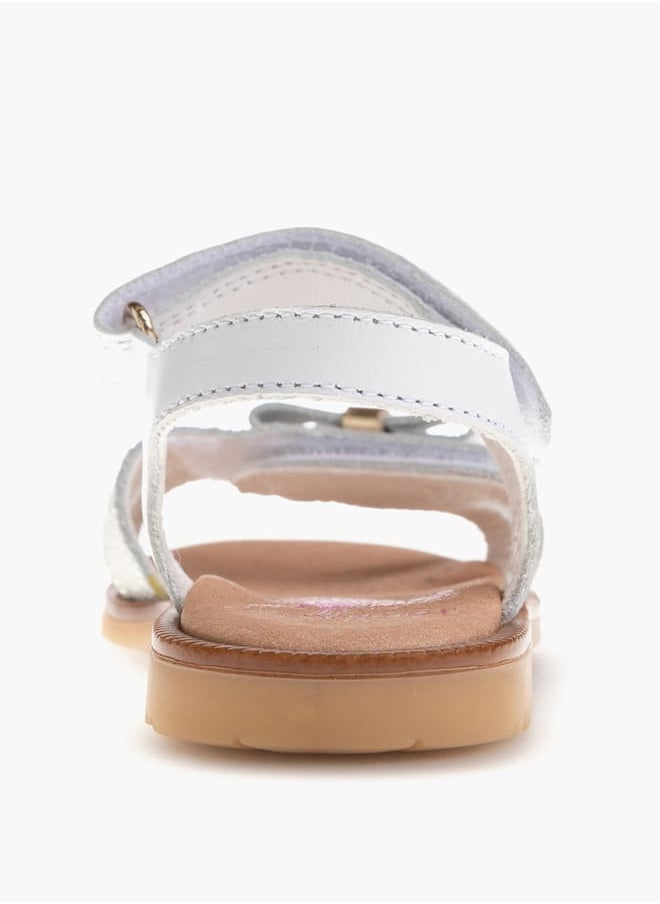 Pablosky Girls' Bow Accent Sandals with Hook and Loop Closure  - Image 3