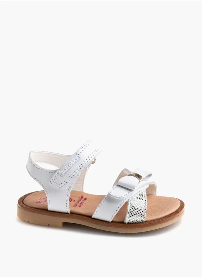 بابلوسكي Girls' Bow Accent Sandals with Hook and Loop Closure