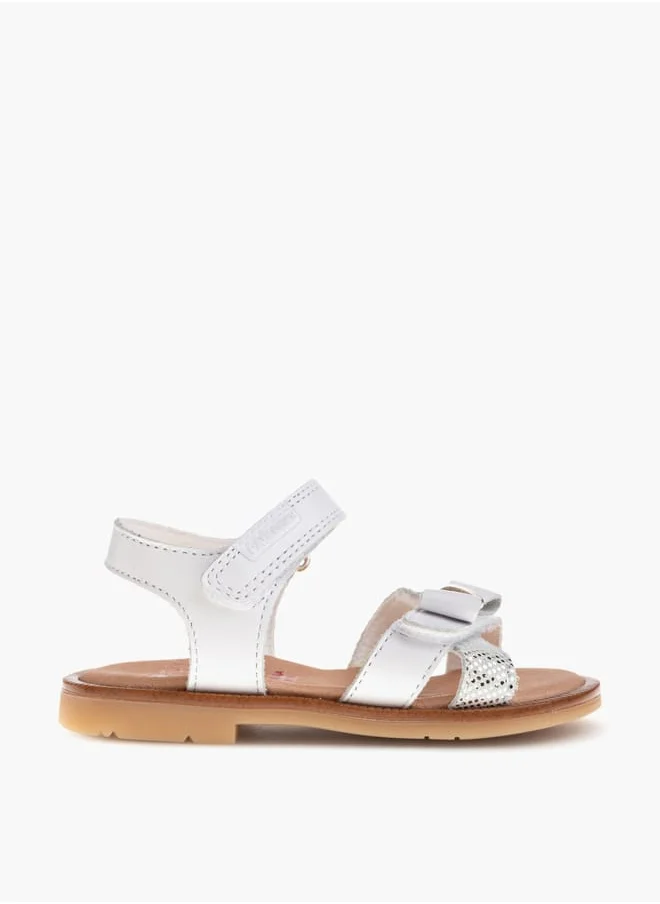 بابلوسكي Girls' Bow Accent Sandals with Hook and Loop Closure