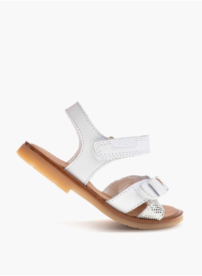 Pablosky Girls' Bow Accent Sandals with Hook and Loop Closure  - Image 4