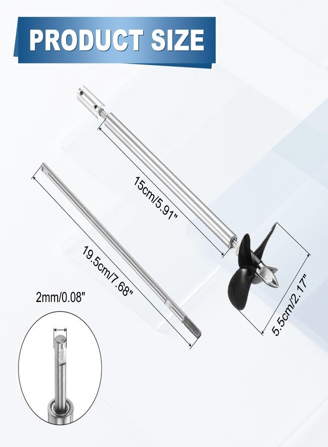 MECCANIXITY Drive Shaft Four Propeller and Coupling Joint for RC Boat Coupler Assemble Kit, L19.5cm Shaft, L15cm Sleeve, D5.5cm Four Propeller, Fit for 2mm Motor Shaft - Image 2