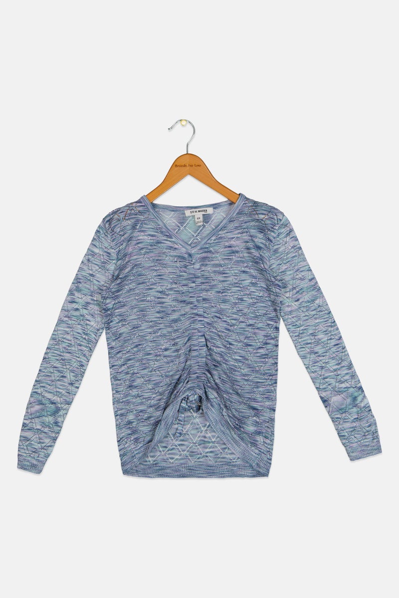 STEVE MADDEN Kids Girl Yarn Dye Long Sleeve Sweater, Multicolor - Image 1