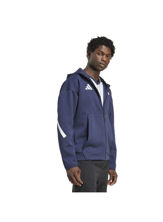 Adidas Real Anth Jkt Blue Football Track Tops For Men XS - Image 4