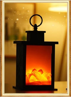 LED Simulation Carbon Fire Effect Realistic Flashing Flame Light, Fashion Retro Wind Fireplace Lamp Portable Lantern Decoration for Party Bar Festival Desktop Wall Terrace