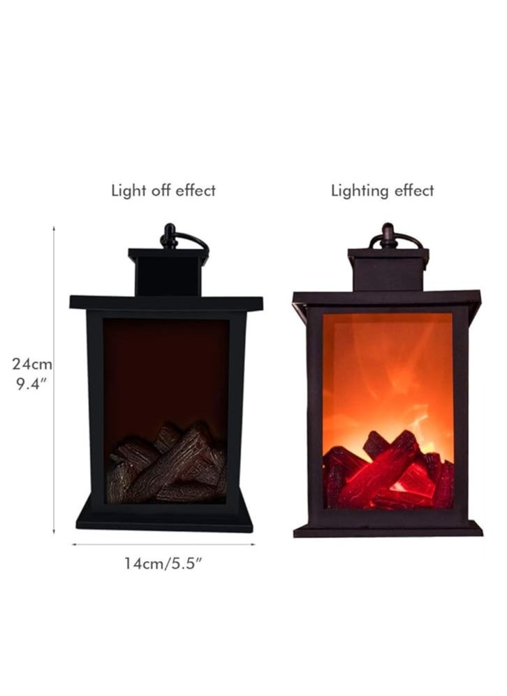 Generic - LED Simulation Carbon Fire Effect Realistic Flashing Flame Light, Fashion Retro Wind Fireplace Lamp Portable Lantern Decoration for Party Bar Festival Desktop Wall Terrace - Image 1