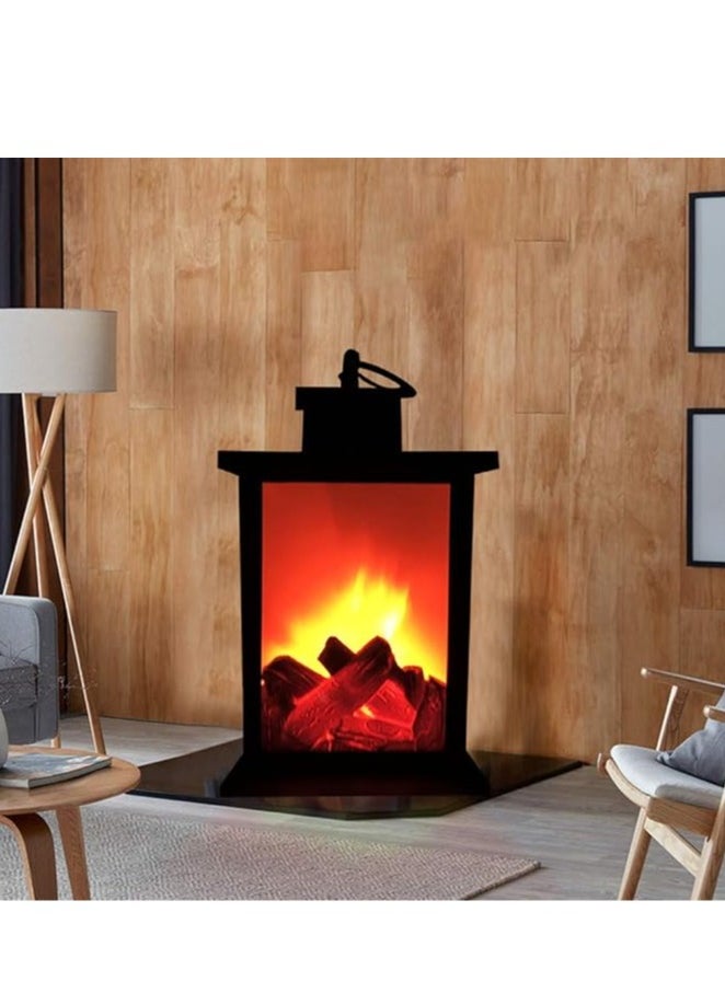 Generic - LED Simulation Carbon Fire Effect Realistic Flashing Flame Light, Fashion Retro Wind Fireplace Lamp Portable Lantern Decoration for Party Bar Festival Desktop Wall Terrace - Image 1