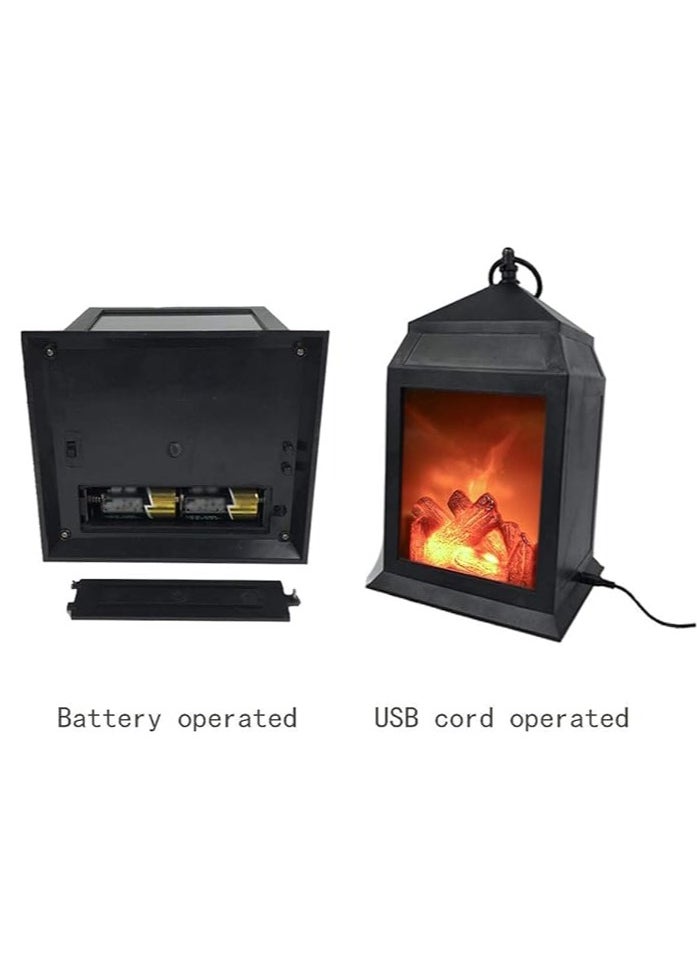 Generic - LED Simulation Carbon Fire Effect Realistic Flashing Flame Light, Fashion Retro Wind Fireplace Lamp Portable Lantern Decoration for Party Bar Festival Desktop Wall Terrace - Image 1