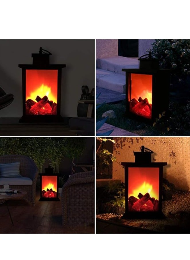 Generic - LED Simulation Carbon Fire Effect Realistic Flashing Flame Light, Fashion Retro Wind Fireplace Lamp Portable Lantern Decoration for Party Bar Festival Desktop Wall Terrace - Image 1