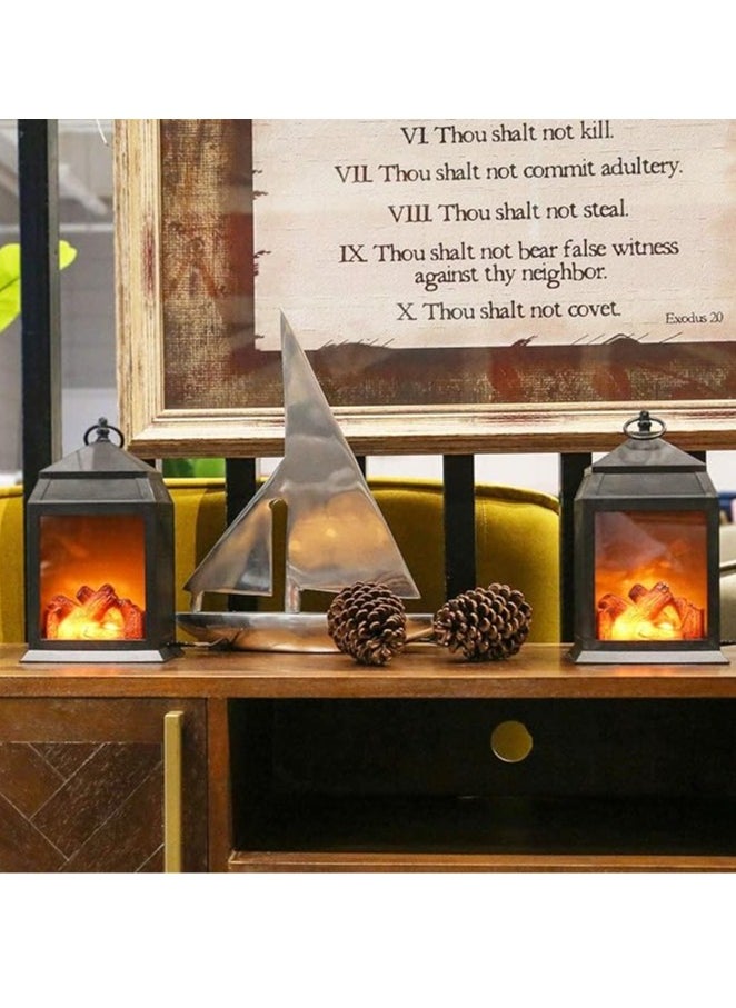 Generic - LED Simulation Carbon Fire Effect Realistic Flashing Flame Light, Fashion Retro Wind Fireplace Lamp Portable Lantern Decoration for Party Bar Festival Desktop Wall Terrace - Image 1