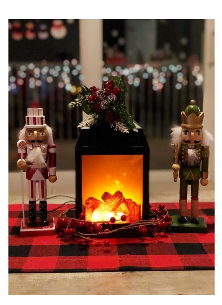 Generic - LED Simulation Carbon Fire Effect Realistic Flashing Flame Light, Fashion Retro Wind Fireplace Lamp Portable Lantern Decoration for Party Bar Festival Desktop Wall Terrace - Image 1
