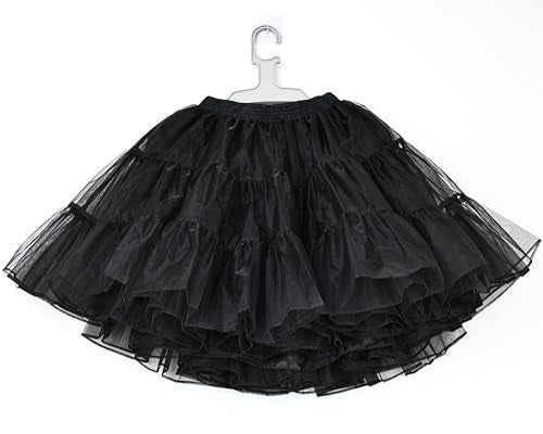 Shimaly Women's Short Length Petticoat Above Knee Underskirt Half Slip Crinoline (S-M, Black) - Image 2