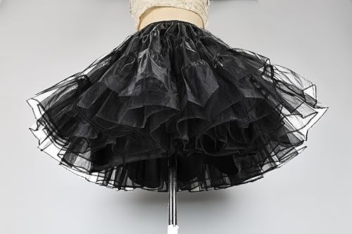 Shimaly Women's Short Length Petticoat Above Knee Underskirt Half Slip Crinoline (S-M, Black) - Image 5