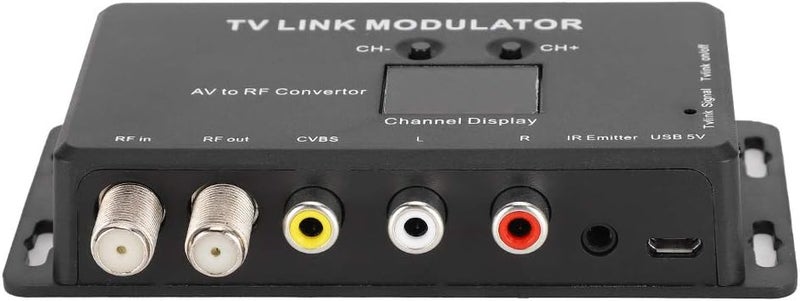 cheekyglo UHF Modulator TV Link Modulator, Universal Composite A/V to RF Coax Agile Modulator RF TV Micro Modulator RCA Compact RF Modulator Converter IR Extender Support PAL - Image 1