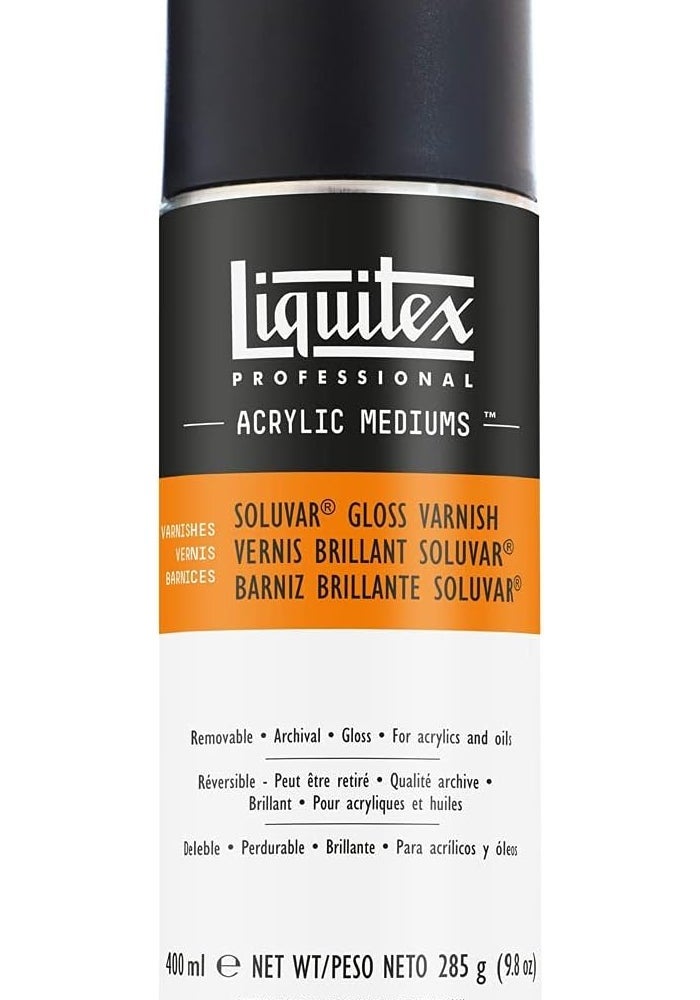 Liquitex Professional Soluvar Gloss Varnish - 400ml (13.5 fl oz) - Archival, Removable, High-Gloss Finish for Acrylics and Oils - Image 1