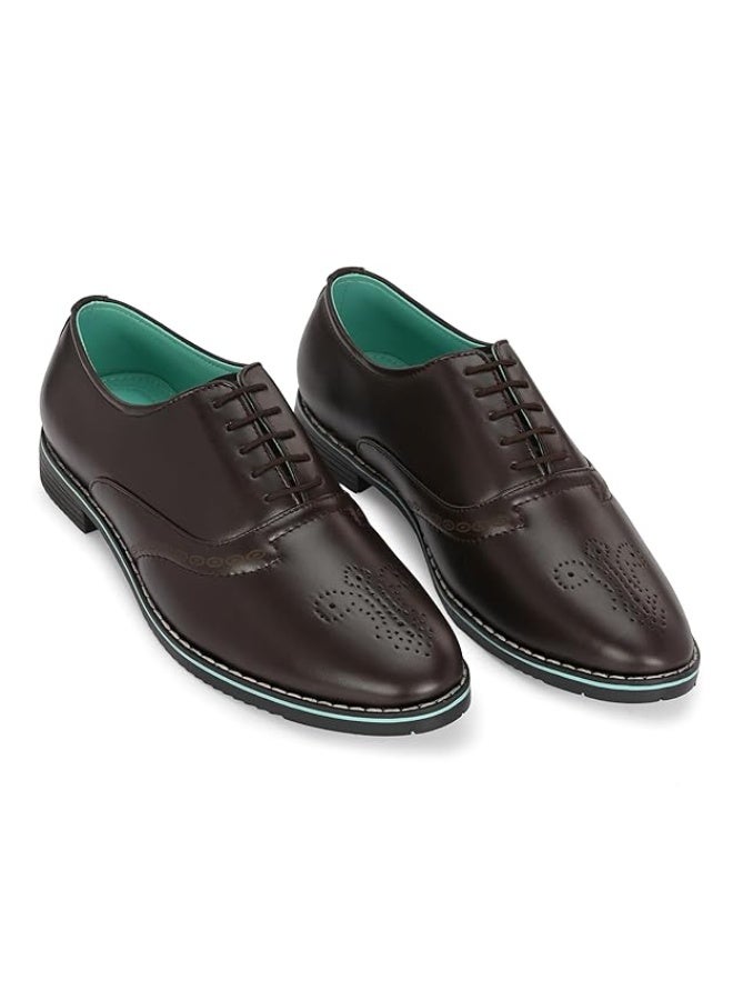 NOAK Handcrafted Brown Vegan Leather Formal LACE-UP Shoe|Brown|9UK - Image 1