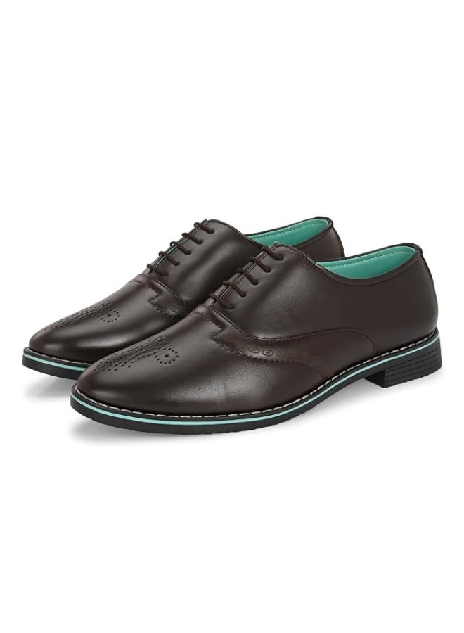 NOAK Handcrafted Brown Vegan Leather Formal LACE-UP Shoe|Brown|9UK - Image 2