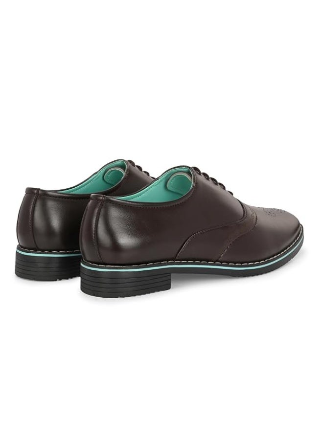 NOAK Handcrafted Brown Vegan Leather Formal LACE-UP Shoe|Brown|9UK - Image 3