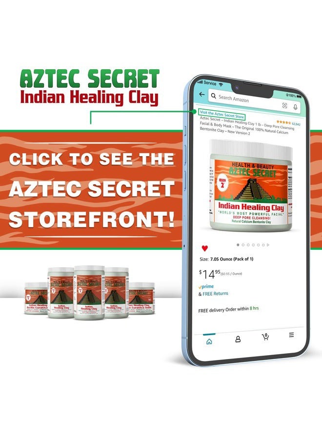AZTEC SECRET – Indian Healing Clay 1 lb – Deep Pore Cleansing Facial & Body Mask – The Original 100% Natural Calcium Bentonite Clay – New Version 2 - Image 3