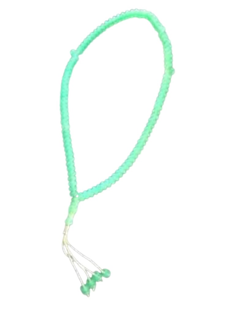 Glow-in-the-Dark Prayer Beads, Mint Green with Tassels, Islamic Rosary