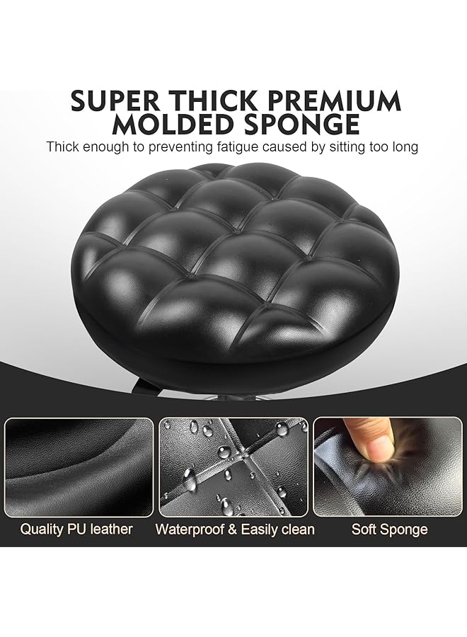 إيروريكس كرسي دائري دوار: كرسي زينة مع جلد صناعي قابل للتعديل الارتفاع 360 درجة مع عجلات للمكتب والمنزل والعمل والرسم والاستوديو والمتجر والسبا والصالون - Image 4