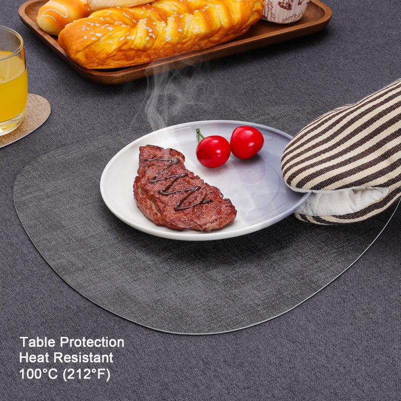 Chitomars Placemats and Coasters  Washable Reversible Placemats Round Faux Leather Wipeable Place Mats Non Slip Heat Resistant Indoor Outdoor Table Mats (Set of 6  Gray) - Image 4