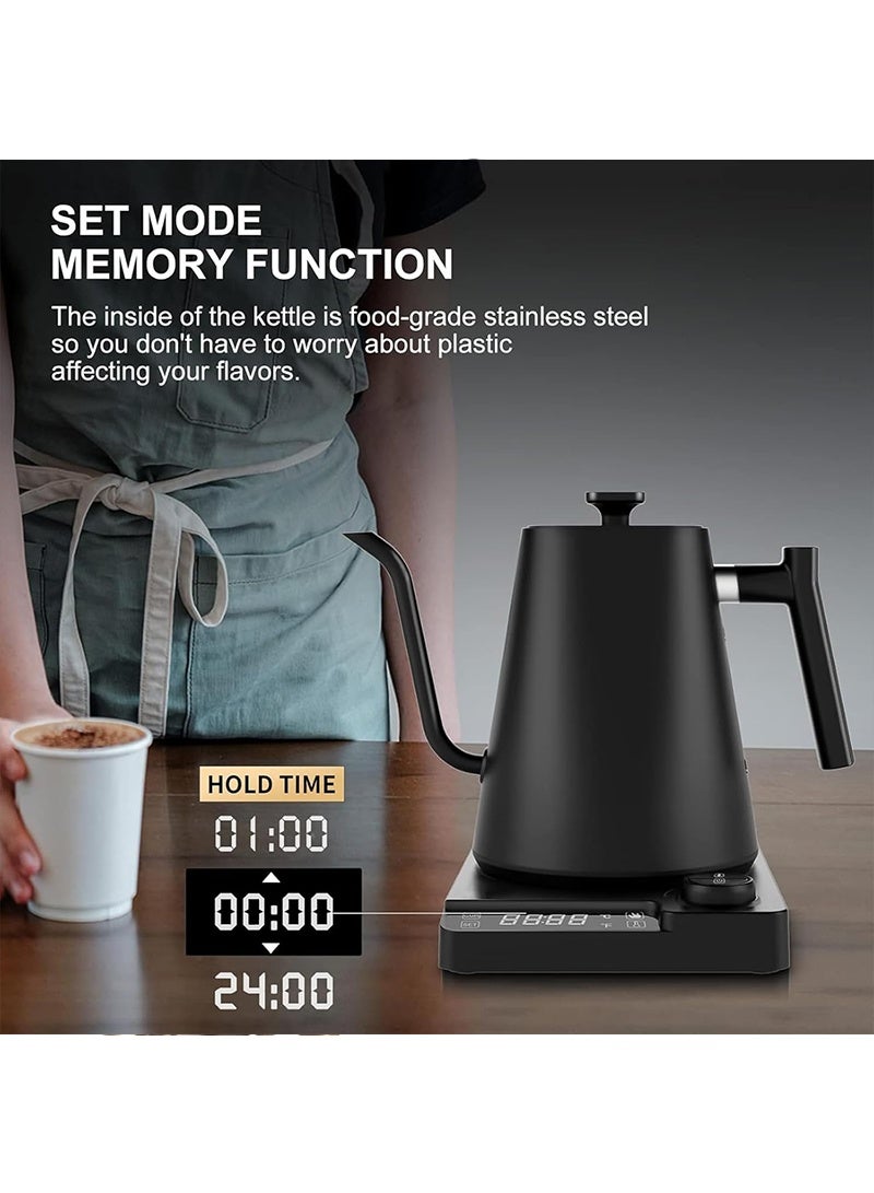Yoawllty Tea Kettle, Electric Coffee Kettle with Precision Temp Control Auto Shut-Off,  24H Keep Warm Rapid Heating Stainless Steel Gooseneck Kettle Matte Black (1L, 1200W)  - Image 4